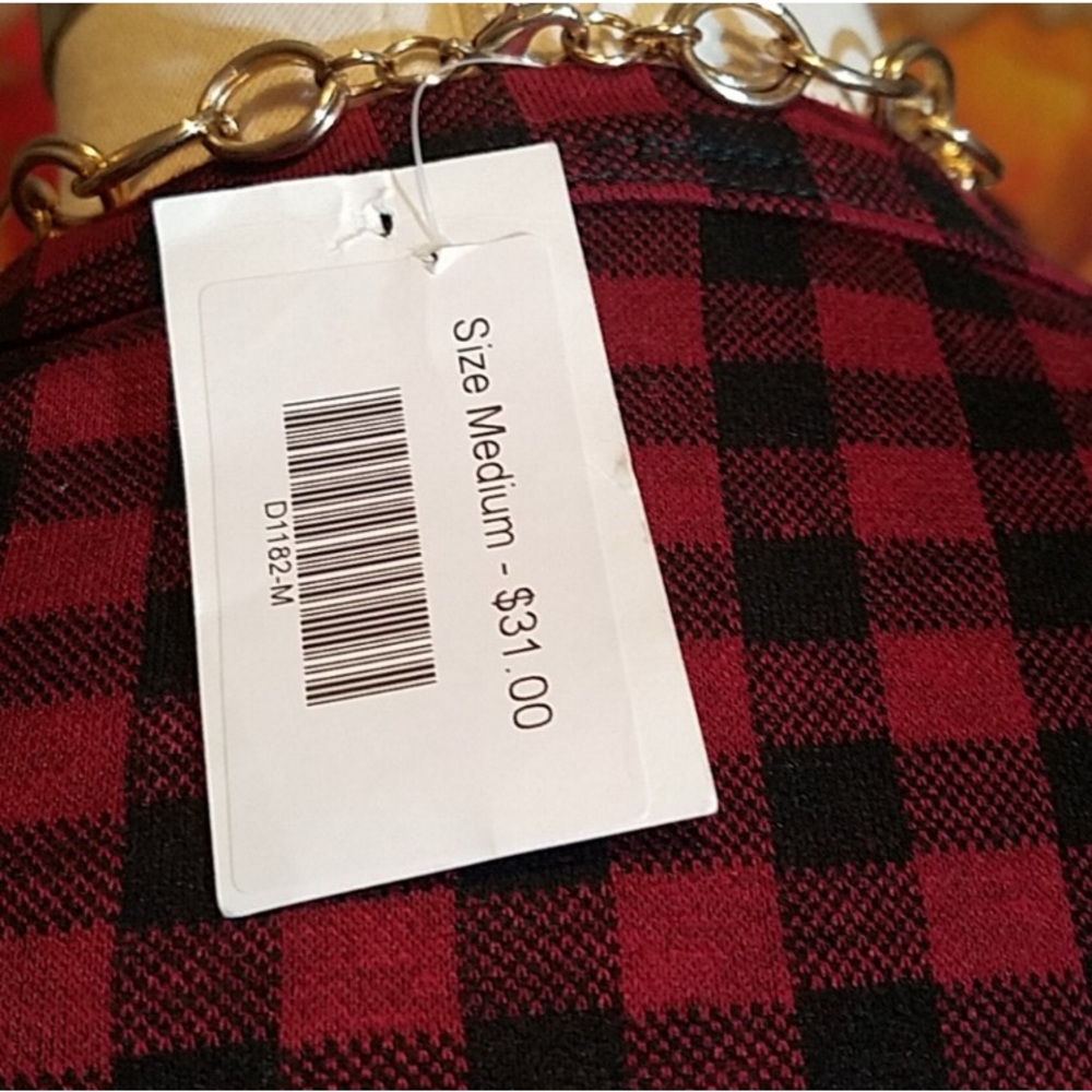 Plaid Long Sleeve Dress Red and Black - Picture 5 of 8
